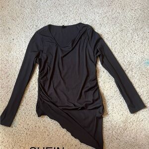 SHEIN Elegant Black Long Sleeve Top